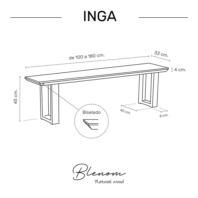 Banco Inga de canto Biselado