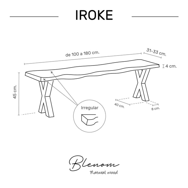 Banco Iroke de canto Irregular