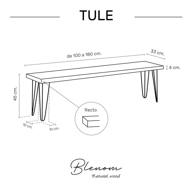 Banco Tule de canto Recto
