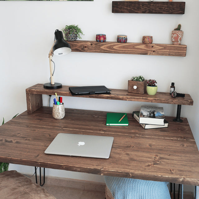 Escritorio Mitu de canto Recto con estante