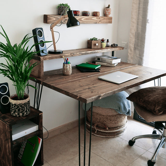 Escritorio Mitu de canto Recto con estante