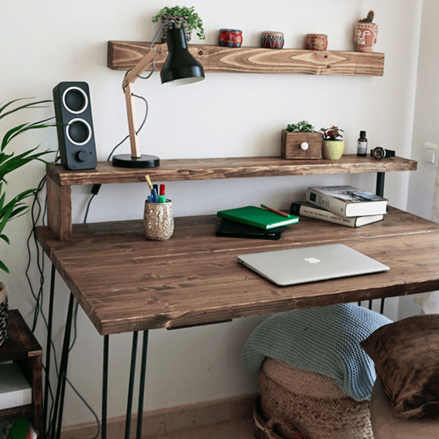 Escritorio Mitu de canto Recto con estante