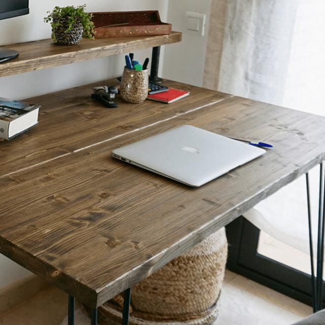 Escritorio Mitu de canto Recto con estante