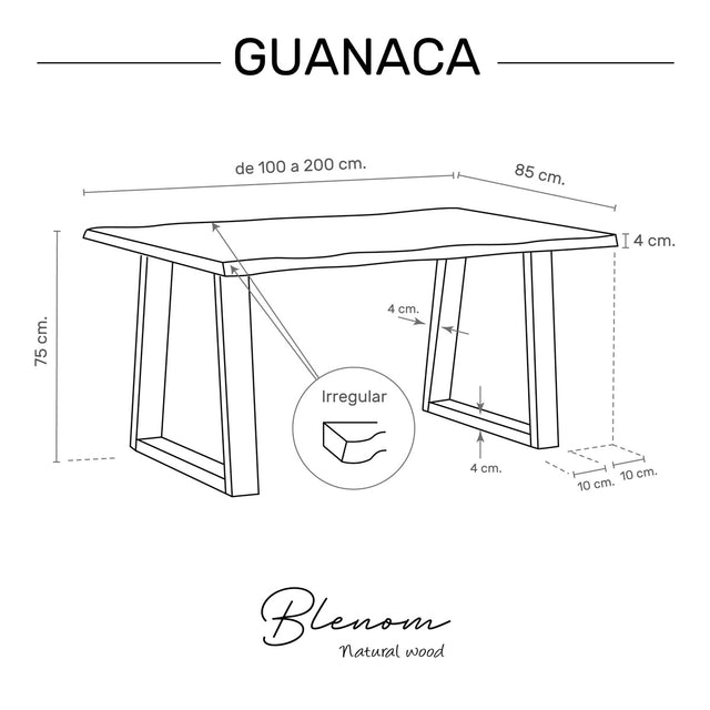 Mesa Guanaca de canto Irregular