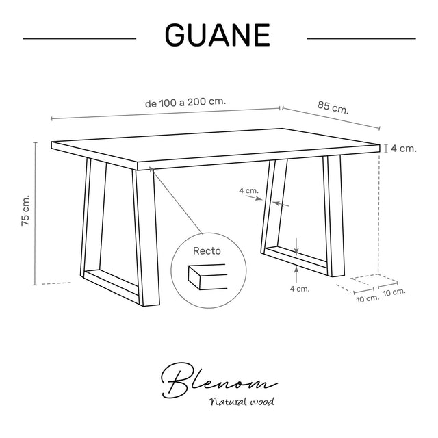 Mesa Guane de canto Recto