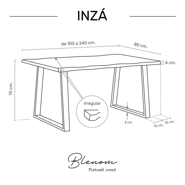 Mesa Inzá de canto Irregular