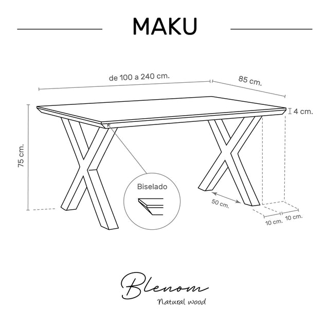 Mesa Maku de canto Biselado