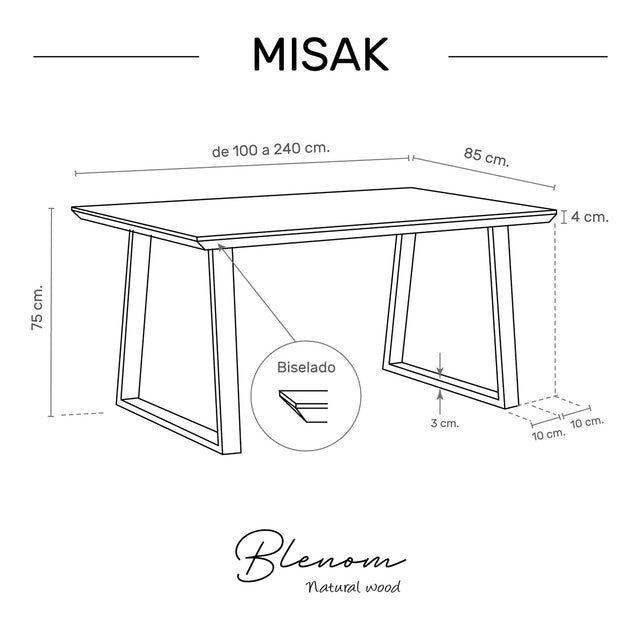 Mesa Misak de canto Biselado