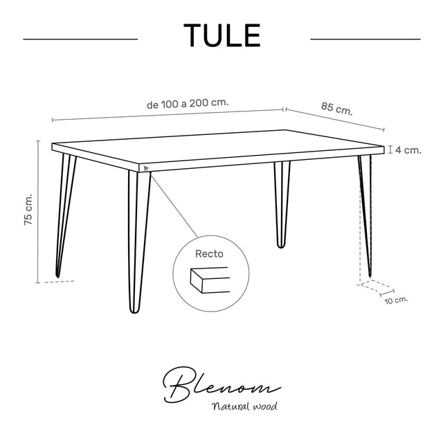 Mesa Tule de canto Recto