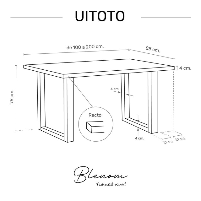 Mesa Uitoto de canto Recto