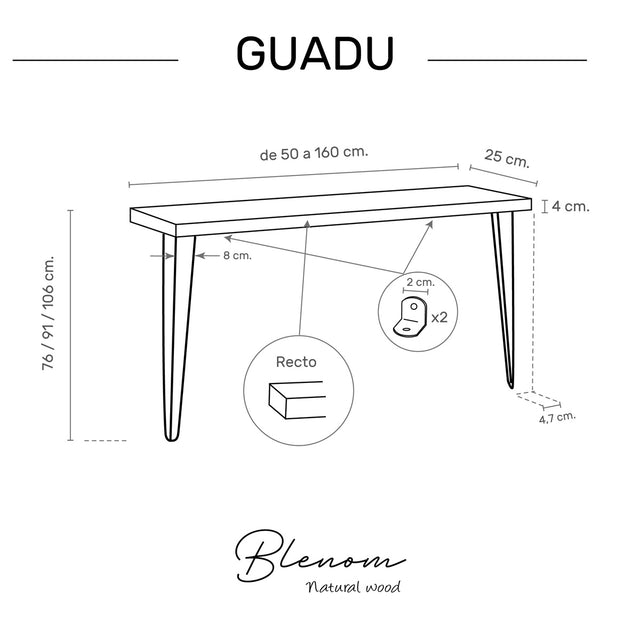 Consola Recibidor Guadu de canto Recto
